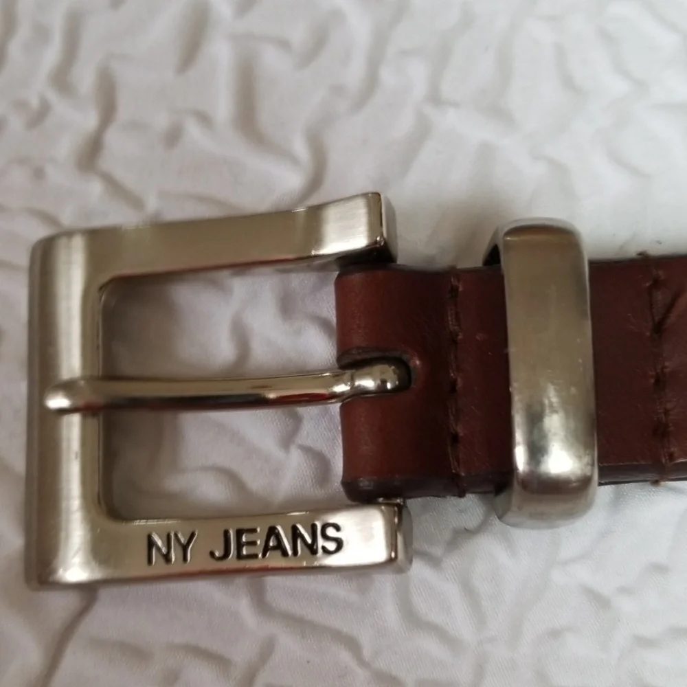 NY Jeans Brown Genuine Solid Leather Belt